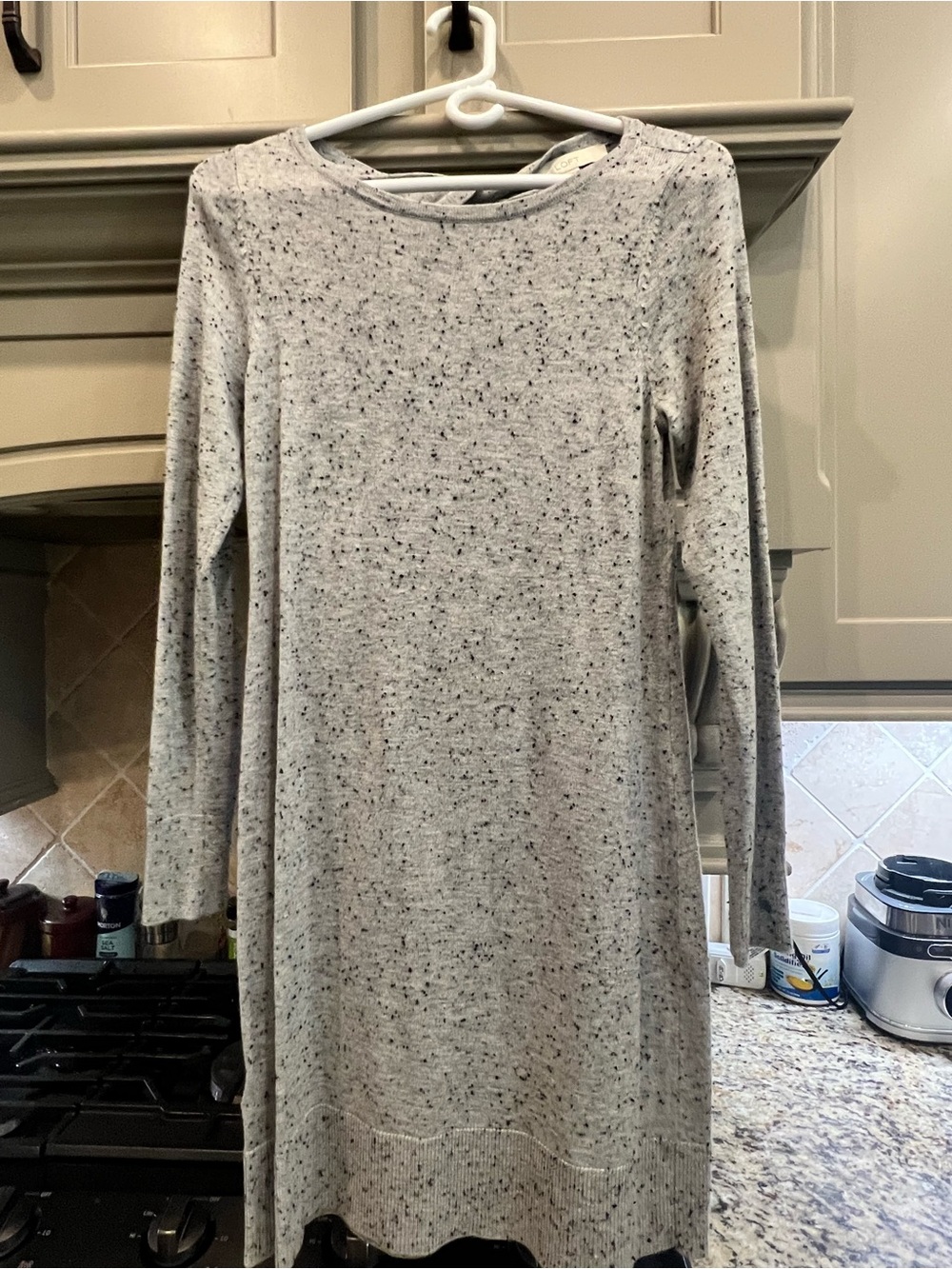 LOFT Light Gray Speckled Knit Sweater Dress